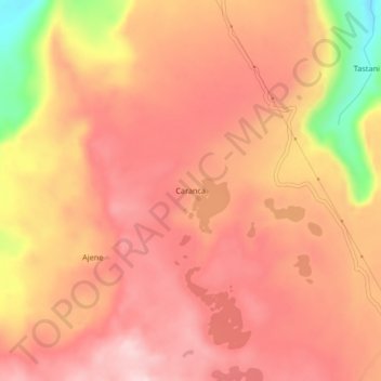 Carte topographique Caranca, altitude, relief
