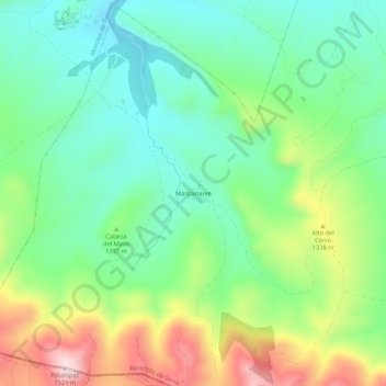 Carte topographique Manzanares, altitude, relief