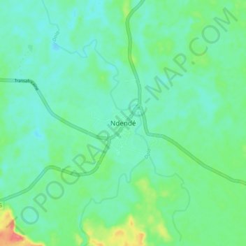 Carte topographique Ndendé, altitude, relief