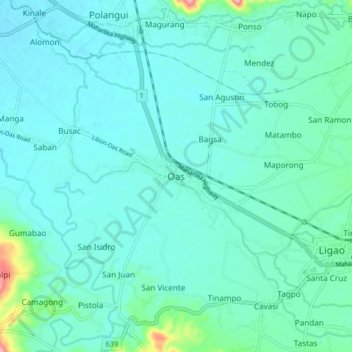 Carte topographique Oas, altitude, relief