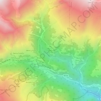 Carte topographique Bertolini, altitude, relief