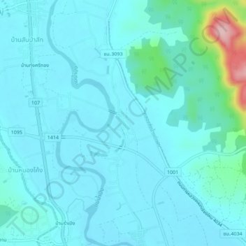 Carte topographique Ban Nong Ma Jab, altitude, relief