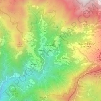 Carte topographique Zanoni, altitude, relief