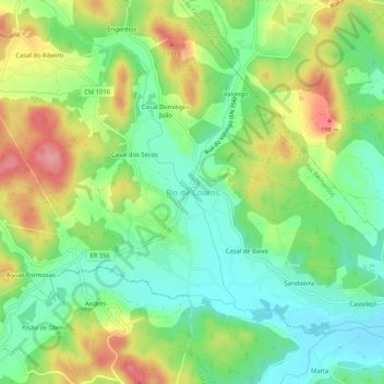 Carte topographique Rio de Couros, altitude, relief