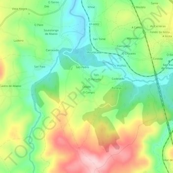 Carte topographique Doade, altitude, relief