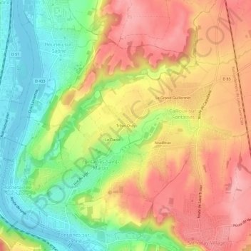 Carte topographique Trêve-Oray, altitude, relief