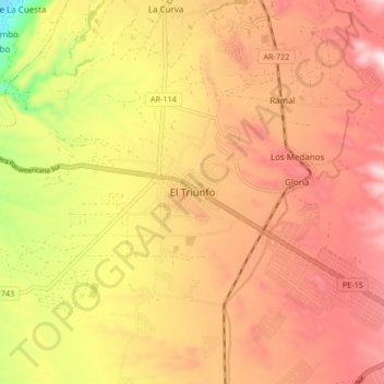 Carte topographique El Triunfo, altitude, relief
