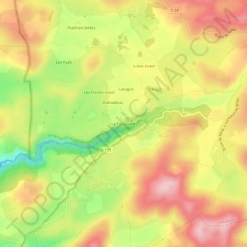 Carte topographique La Foulquarié, altitude, relief