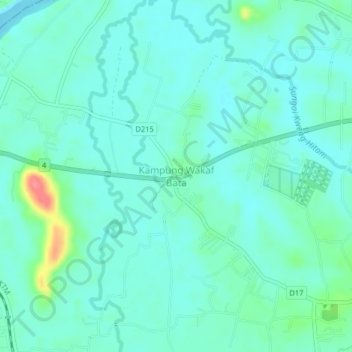 Carte topographique Kampung Wakaf Bata, altitude, relief
