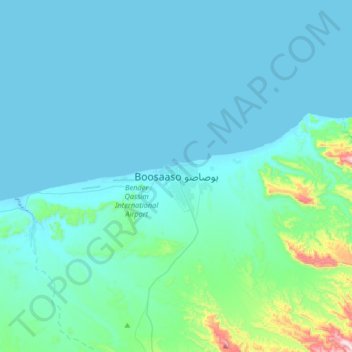 Carte topographique Bosaso, altitude, relief