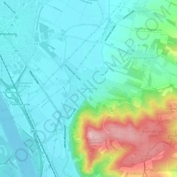 Carte topographique Bisamberg, altitude, relief