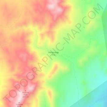 Carte topographique Shenendoah City, altitude, relief