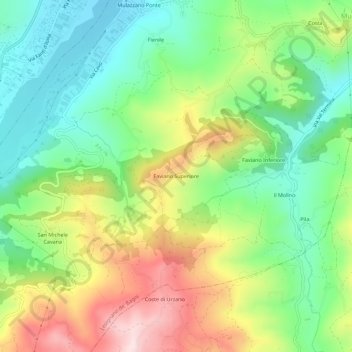 Carte topographique Faviano Superiore, altitude, relief