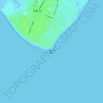 Carte topographique Selsey Bill, altitude, relief