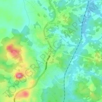 Carte topographique Akak, altitude, relief