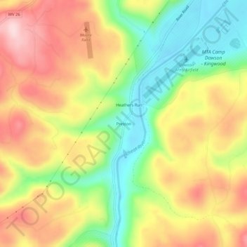 Carte topographique Preston, altitude, relief