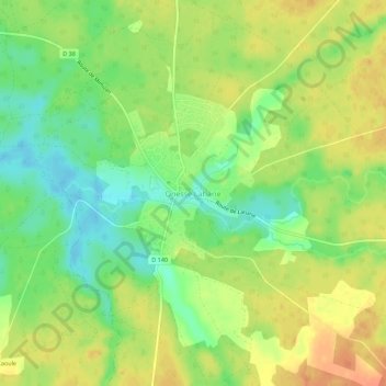 Carte topographique Onesse Laharie, altitude, relief