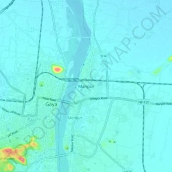 Carte topographique Manpur, altitude, relief