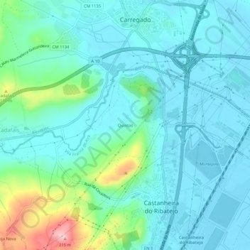 Carte topographique Quintas, altitude, relief