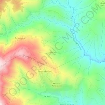 Carte topographique Cambões, altitude, relief