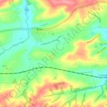 Carte topographique Nymet Tracey, altitude, relief