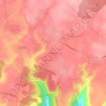 Carte topographique El Chaparral, altitude, relief