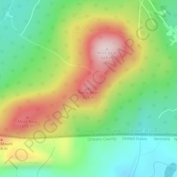 Carte topographique Mont Bear, altitude, relief
