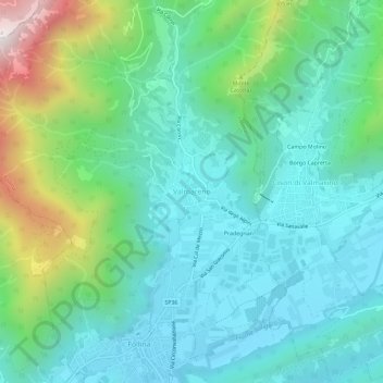 Carte topographique Valmareno, altitude, relief