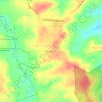 Carte topographique Bay Springs, altitude, relief