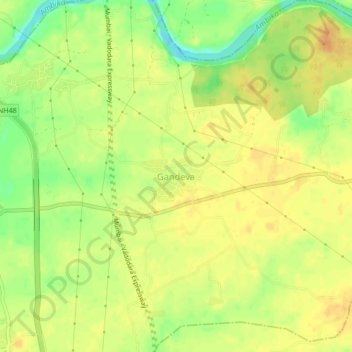 Carte topographique Gandevi, altitude, relief