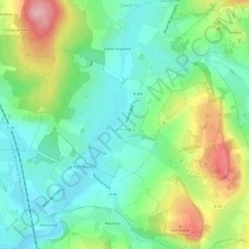 Carte topographique Le Bourg, altitude, relief