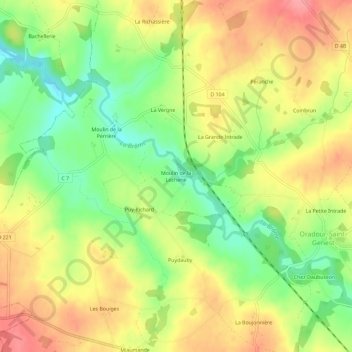 Carte topographique Moulin de la Locherie, altitude, relief