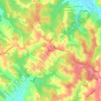 Carte topographique Les Lials, altitude, relief