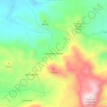 Carte topographique La Pavona Central, altitude, relief