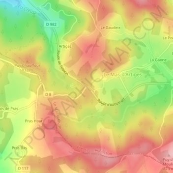 Carte topographique Col de Massoubre, altitude, relief