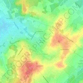 Carte topographique Les Grandes Plantes, altitude, relief