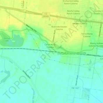 Carte topographique Chihuahua, altitude, relief