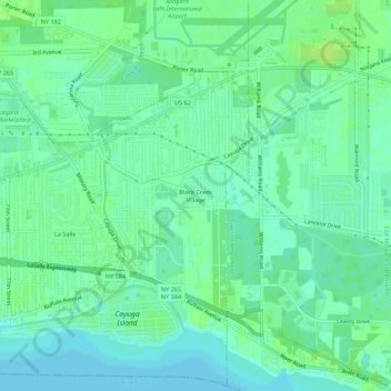 Carte topographique Black Creek Village, altitude, relief