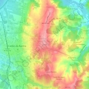 Carte topographique Crocha, altitude, relief