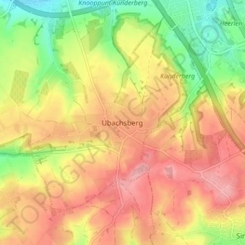 Carte topographique Ubachsberg, altitude, relief
