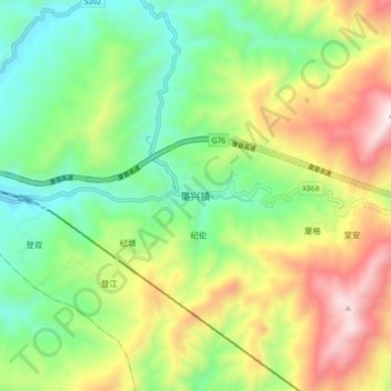 Carte topographique Zhaoxing, altitude, relief