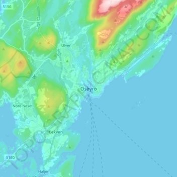 Carte topographique Osøyro, altitude, relief