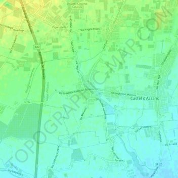 Carte topographique Azzano, altitude, relief