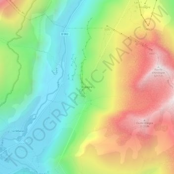 Carte topographique Andagne, altitude, relief