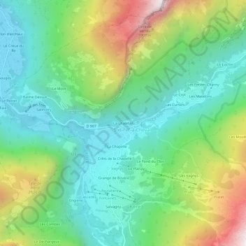 Carte topographique La Chaletaz, altitude, relief