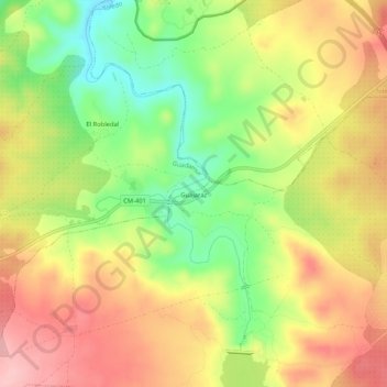 Carte topographique Guajaraz, altitude, relief