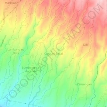 Carte topographique Coral ni Bacal, altitude, relief