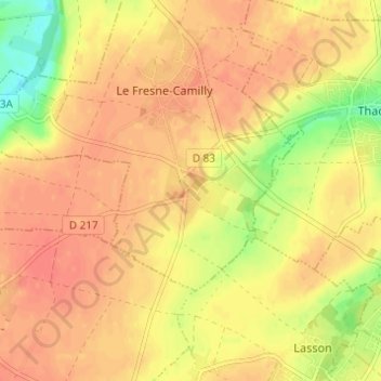 Carte topographique Camilly, altitude, relief