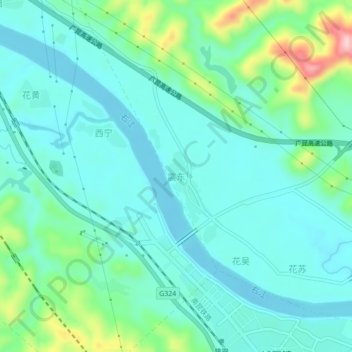Carte topographique 震东, altitude, relief