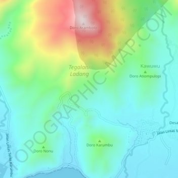 Carte topographique Langgudu, altitude, relief
